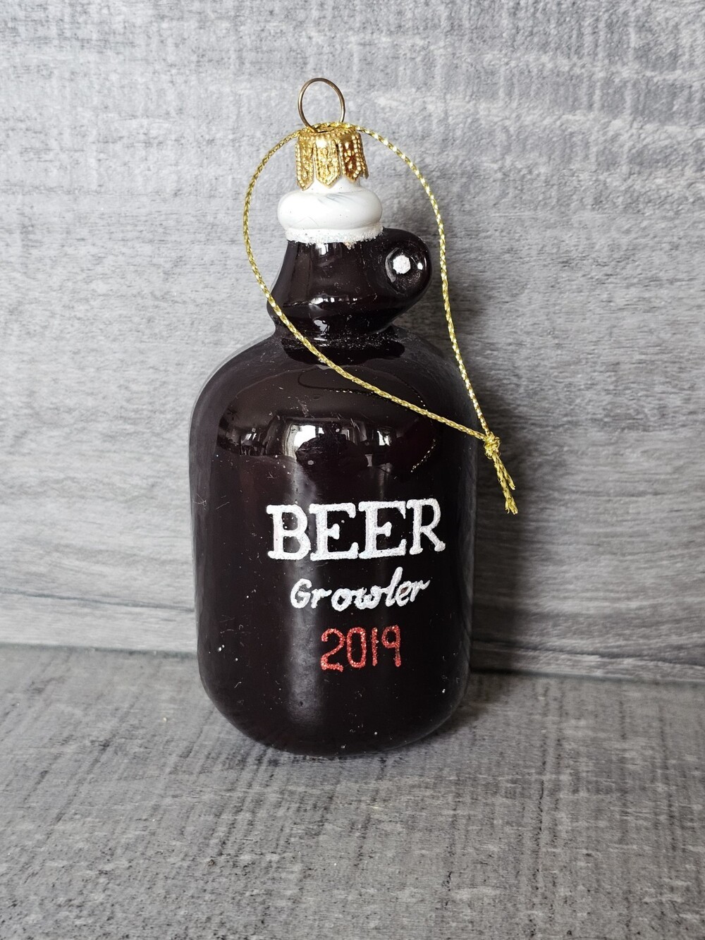 Sur la Table BEER GROWLER Alcohol Glass Blown Ornament Poland 250b